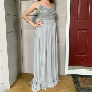 Silver beaded formal dress